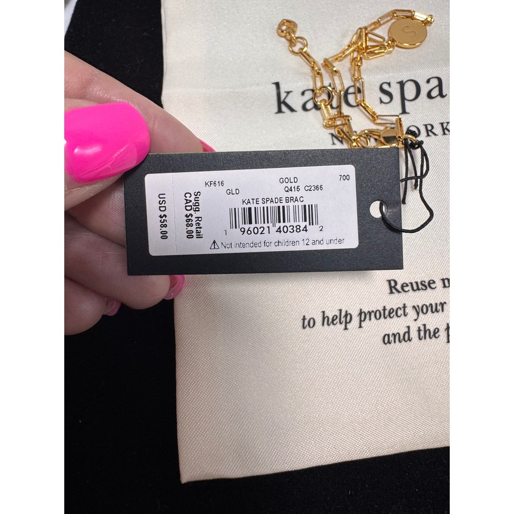Kate Spade New York Initial S Gold Chain Link Bracelet KF616 New with Tags - Picture 4 of 5